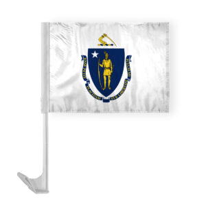 Massachusetts State Car Window Flag 12x16 Inch