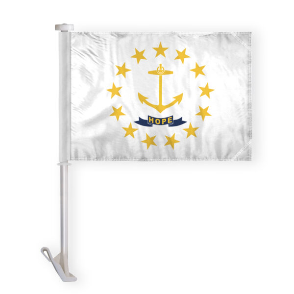 Rhode Island State Car Window Flag 10.5x15 inch