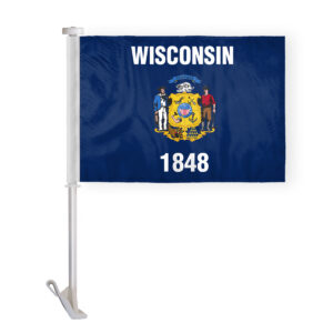 Wisconsin State Car Window Flag 10.5x15 Inch