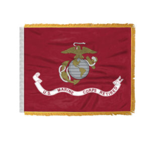 Marine Corps Retd Ceremonial Car Antenna Flag with Gold Fringe - 4x6 inch