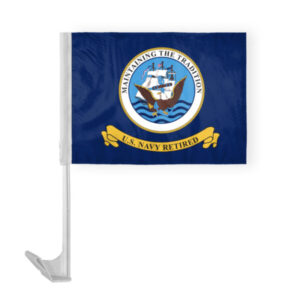 Navy Retired Car Flag - 12x16 inch