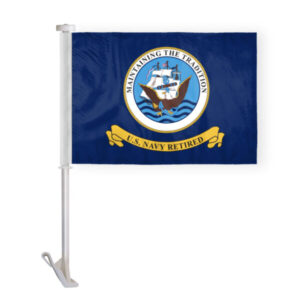 Navy Retired Premium Car Flag - 10.5x15 inch
