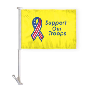 12x16 inch US Yellow Support Our Troops Military Car Flag