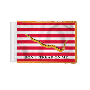First Navy Jack Historic Antenna Flag For Cars with Gold Fringe 4x6 inch