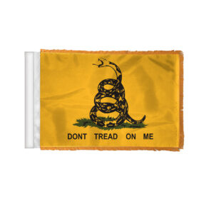 Don't Tread on Me Gadsden Antenna Flag For Cars with Gold Fringe 4x6 inch