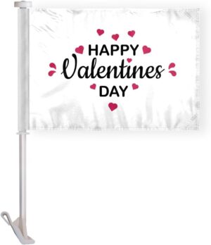Happy Valentines Day Car Flag 10 x 15 Inches - White Floral Color