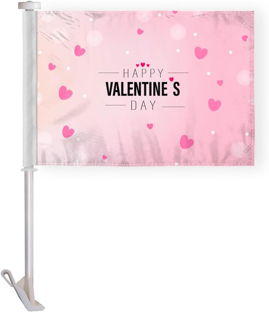 Happy Valentines Day Car Flag 10 x 15 Inches