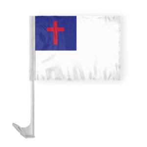 Christian Car Flag 12x16 inch attached to 17 inch Plastic Flex Pole