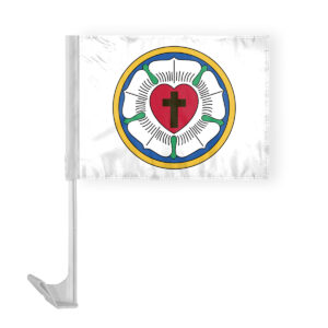 Flags 12"x16" Inch Lutheran Rose Car Flag, Printed on Economy Polyester