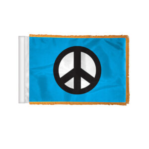Car Antenna Flag Gold Fringed Peace(Blue) Flag Car Accessories Decor 4x6 inch