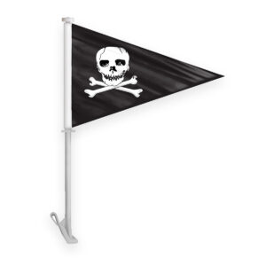 Pirate Jolly Roger Pennant Premium Car Window Clip-On Flag