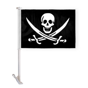 Pirate Catain Jack Rackham Premium Car Window Clip-On Flag