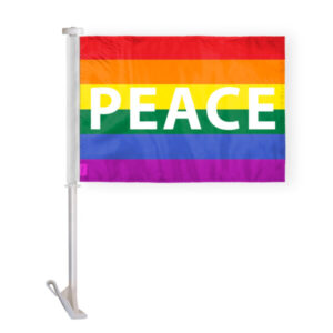Rainbow Peace Car Window Flag 10.5×15 inch