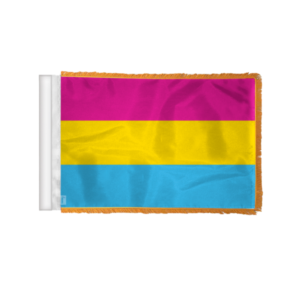 Pansexual Pride Antenna Aerial Flag For Cars with Gold Fringe 4×6 inch