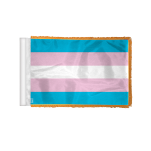 Transgender Antenna Aerial Flag For Cars with Gold Fringe 4×6 inch