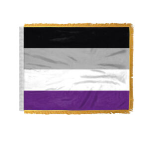 Asexual Pride Antenna Aerial Flag For Cars with Gold Fringe 4x6 inch