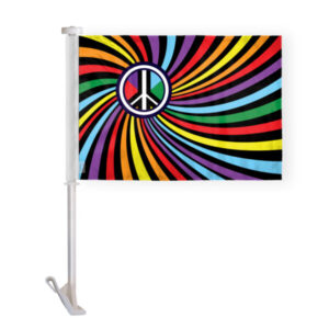 Peace Swirl Rainbow Car Window Flag 10.5×15 inch