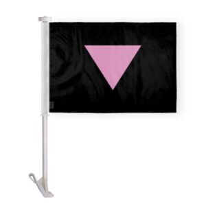 Pink Triangle Pride Car Window Flag 10.5×15 inch