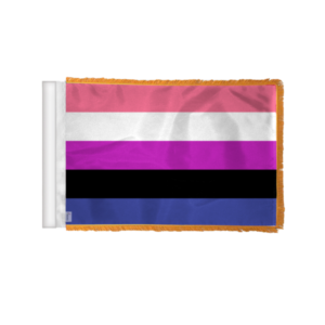 Genderfluid Pride Antenna Aerial Flag For Cars with Gold Fringe 4x6 inch