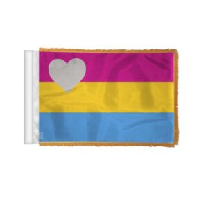 Panromantic Pride Antenna Aerial Flag For Cars with Gold Fringe 4×6 inch