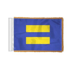 Equality Pride Antenna Aerial Flag For Cars with Gold Fringe 4×6 inch