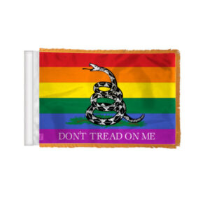 Dont Tread on Me Pride Antenna Aerial Flag For Cars with Gold Fringe 4x6 inch