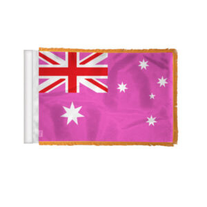 Australia Pink Pride Antenna Aerial Flag For Cars with Gold Fringe 4x6 inch