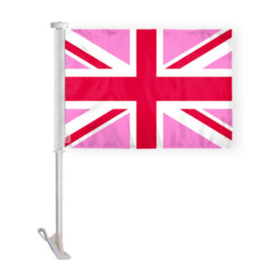 Pink Union Jack Car Window Flag 10.5×15 inch