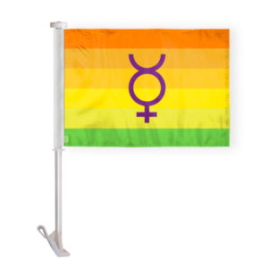 Hermaphrodite Pride Car Window Flag 10.5x15 inch
