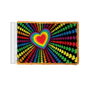 Rainbow Love Hearts Antenna Aerial Flag For Cars with Gold Fringe 4×6 inch